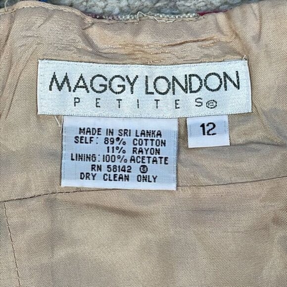 Vintage Maggie London Sweetheart Empire Waist Tropical Jungle Vacation Dress 12 - Picture 6 of 12